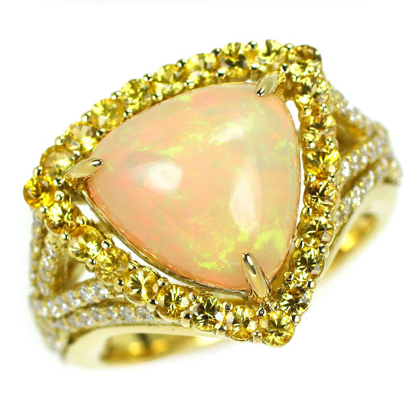 K18YG Opal Sapphire Diamond Ring 3.341ct D0.38ct 