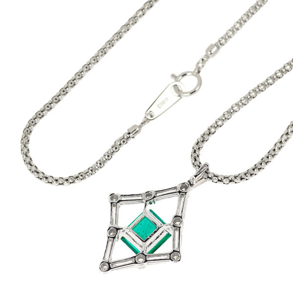 K18WG Emerald Diamond Pendant Necklace 1.81ct D1.25ct 