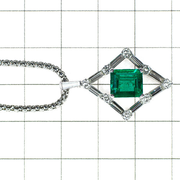 K18WG Emerald Diamond Pendant Necklace 1.81ct D1.25ct 