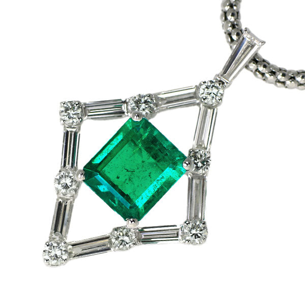 K18WG Emerald Diamond Pendant Necklace 1.81ct D1.25ct 