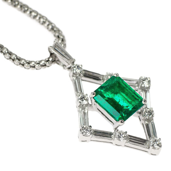 K18WG Emerald Diamond Pendant Necklace 1.81ct D1.25ct 