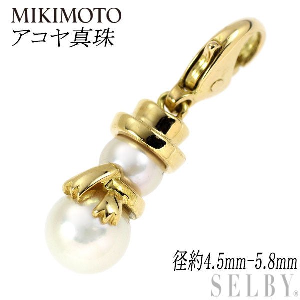 Mikimoto K18YG Akoya pearl charm, diameter approx. 4.5mm-5.8mm, snowman 