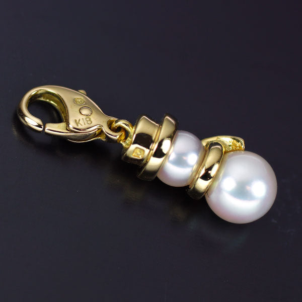 Mikimoto K18YG Akoya pearl charm, diameter approx. 4.5mm-5.8mm, snowman 