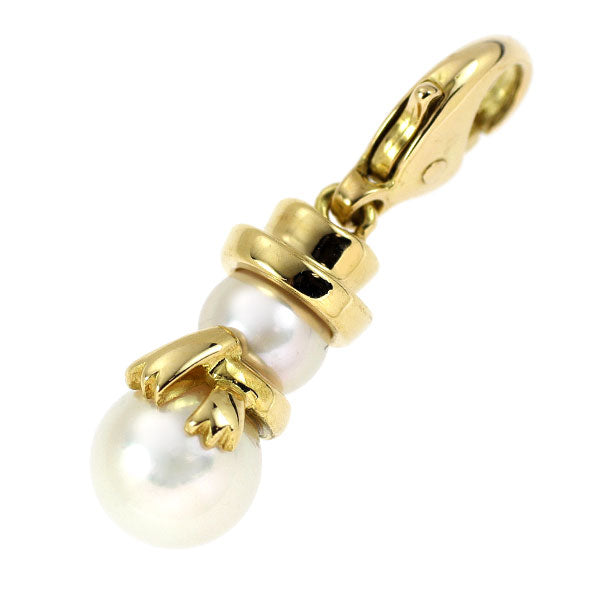 Mikimoto K18YG Akoya pearl charm, diameter approx. 4.5mm-5.8mm, snowman 