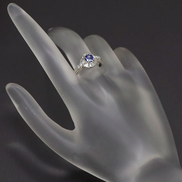 Pt900 Sapphire Diamond Ring 0.49ct D0.47ct 