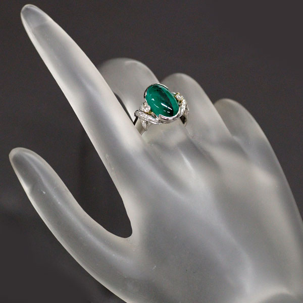 Pt900/K18 Emerald Diamond Ring 3.40ct D0.22ct 