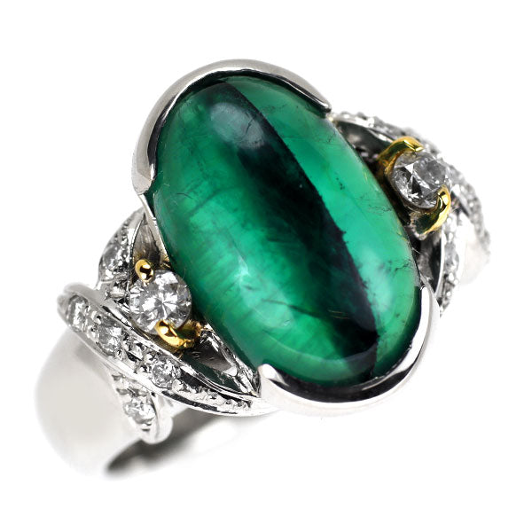 Pt900/K18 Emerald Diamond Ring 3.40ct D0.22ct 