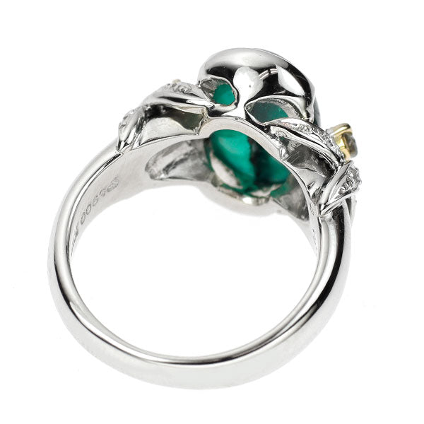 Pt900/K18 Emerald Diamond Ring 3.40ct D0.22ct 