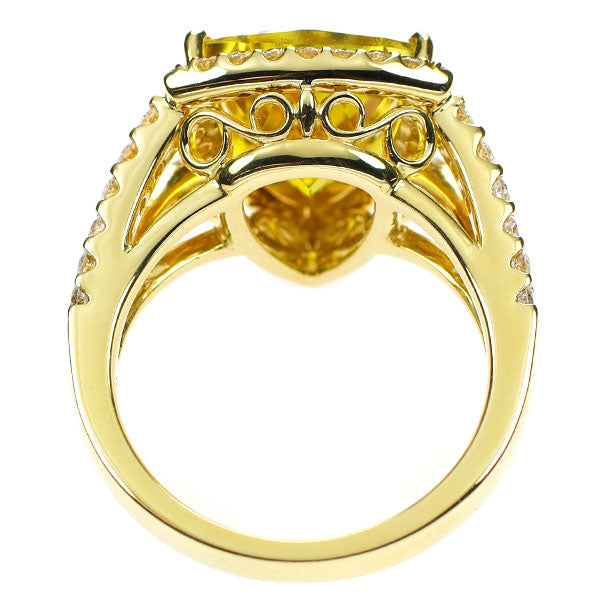 K18YG Yellow Tourmaline Diamond Ring 4.56ct D0.90ct 