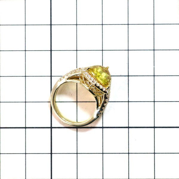 K18YG Yellow Tourmaline Diamond Ring 4.56ct D0.90ct 