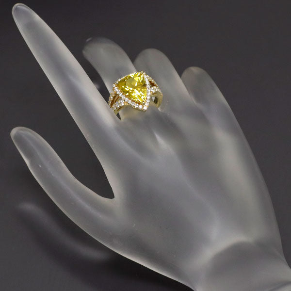 K18YG Yellow Tourmaline Diamond Ring 4.56ct D0.90ct 