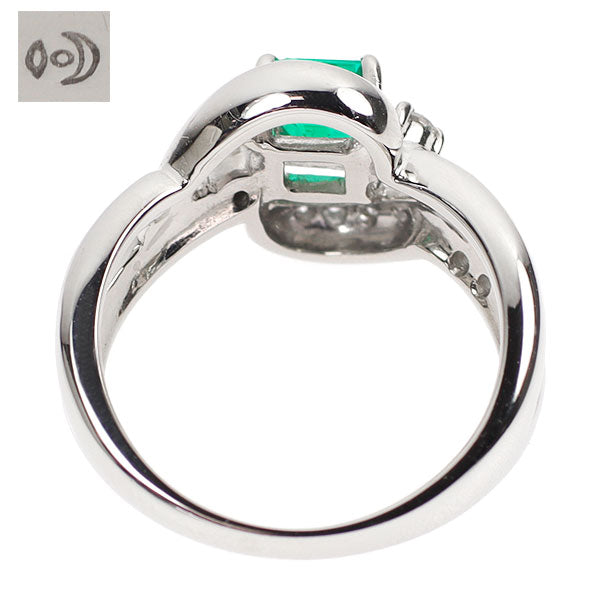 Tasaki Pearl Pt900 Emerald Diamond Ring 0.45ct D0.18ct 