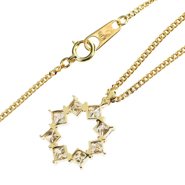 K18YG プリンセスカット ダイヤモンド ペンダントネックレス 1.05ct