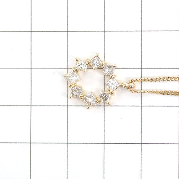 K18YG プリンセスカット ダイヤモンド ペンダントネックレス 1.05ct