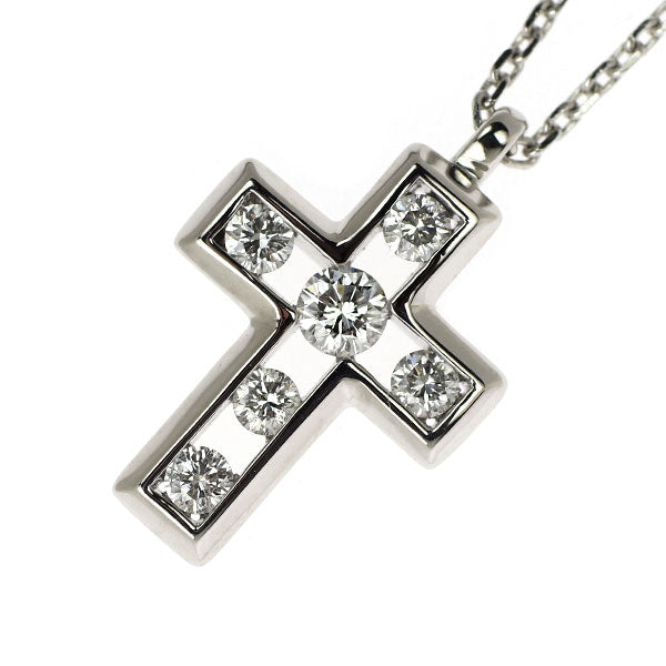 Vendome Aoyama K18WG Diamond Pendant Necklace 0.32ct Cross 