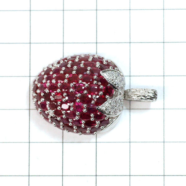 K18WG Ruby Diamond Pendant Top 12.38ct D0.25ct Strawberry 