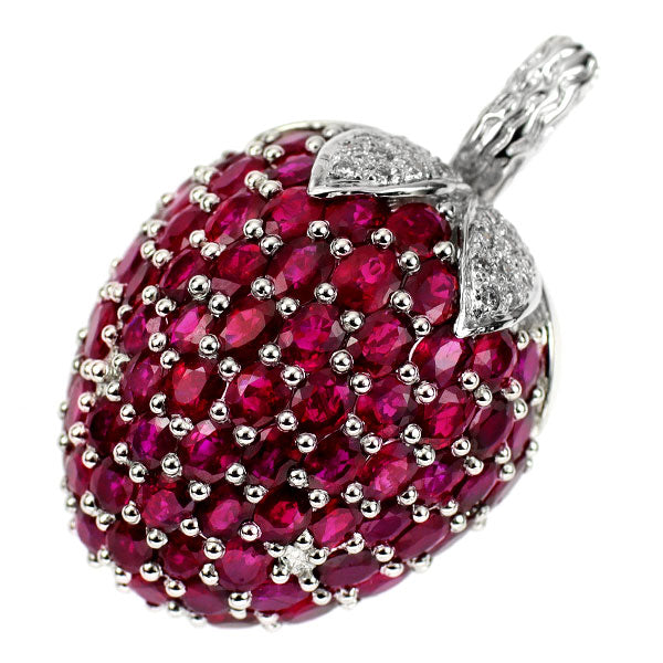 K18WG Ruby Diamond Pendant Top 12.38ct D0.25ct Strawberry 