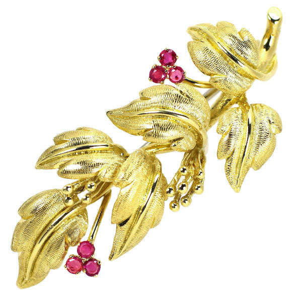 Tiffany K18YG Ruby Brooch Plant