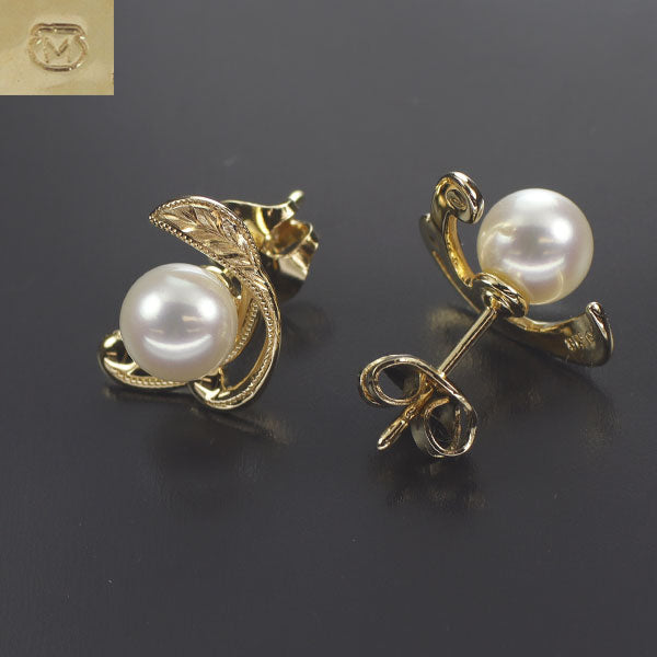 MIKIMOTO K18YG Akoya pearl earrings, diameter approx. 6.0mm 