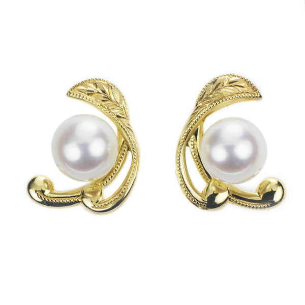 MIKIMOTO K18YG Akoya pearl earrings, diameter approx. 6.0mm 