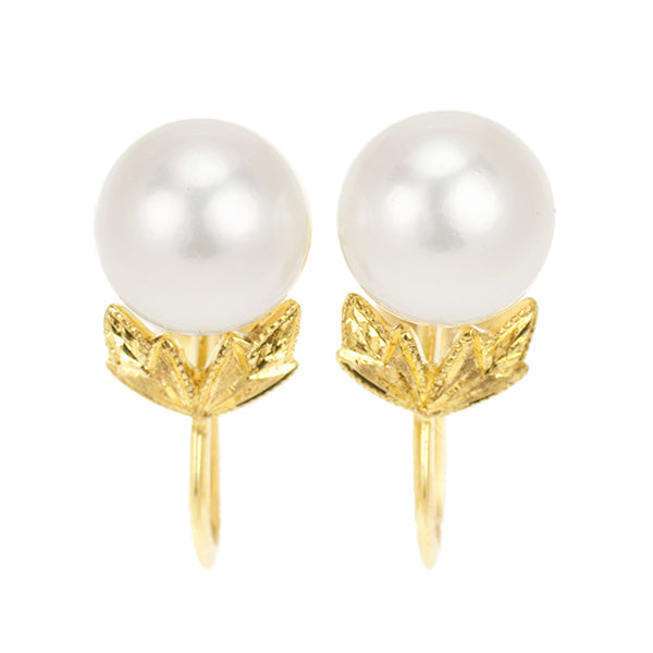 Mikimoto K18YG Akoya pearl earrings, diameter approx. 6.8mm 