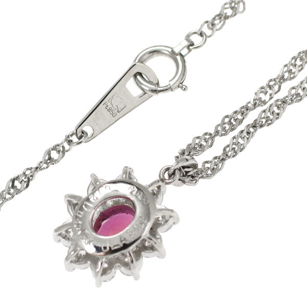 Seiko Pt900/Pt850 Pink Sapphire Diamond Pendant Necklace 0.72ct D0.43ct 