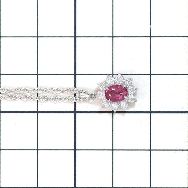 セイコー Pt900/ Pt850 ピンク サファイア ダイヤモンド ペンダントネックレス 0.72ct D0.43ct