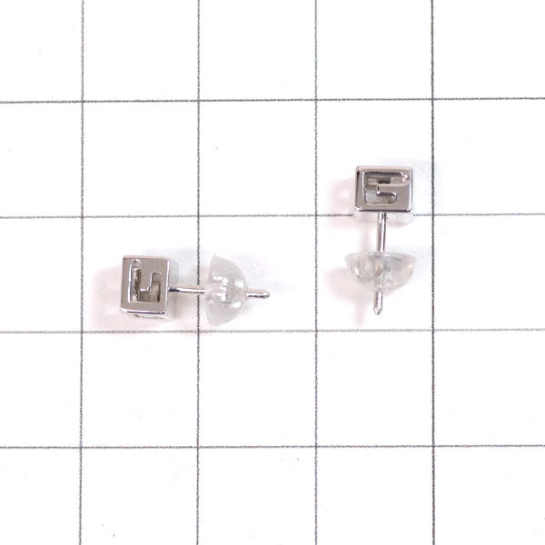 Gucci K18WG earrings with square logo 