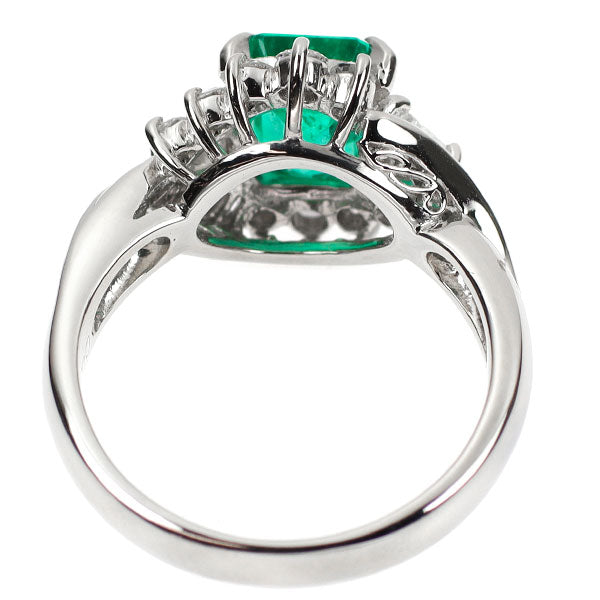 Pt900 Emerald Diamond Ring 1.38ct D0.57ct 