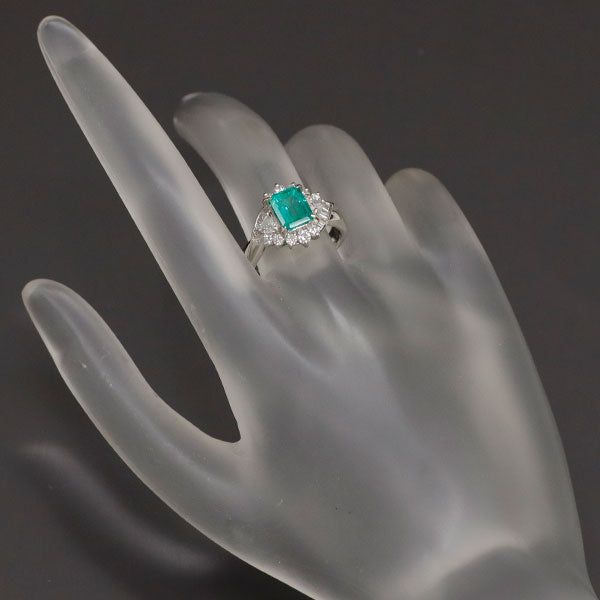 Pt900 Emerald Diamond Ring 1.38ct D0.57ct 