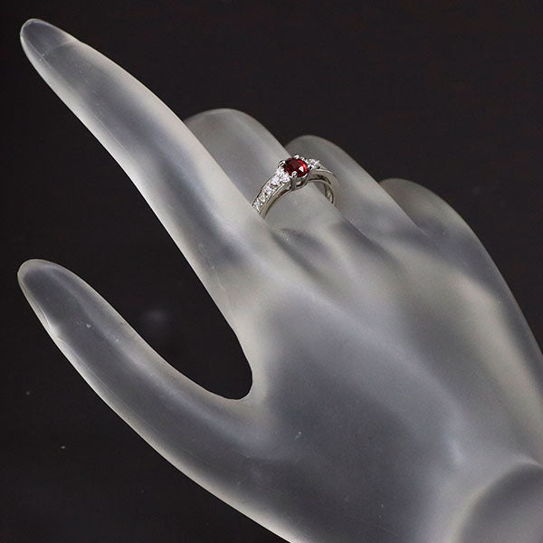 Pt900 Ruby Diamond Ring 0.44ct D0.16ct 