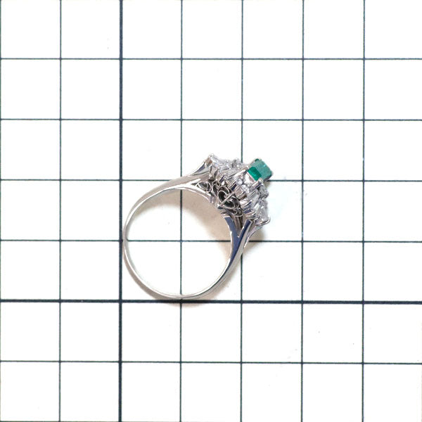 Pt900 Emerald Diamond Ring 0.52ct D1.10ct 