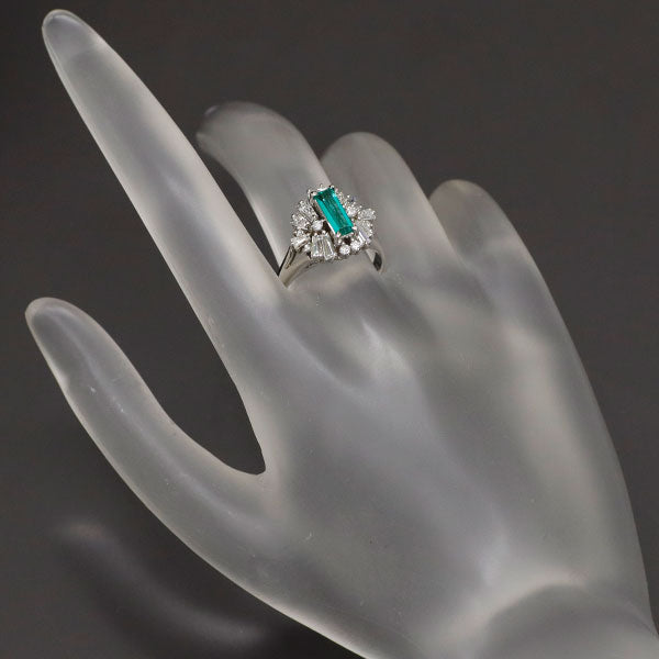 Pt900 Emerald Diamond Ring 0.52ct D1.10ct 