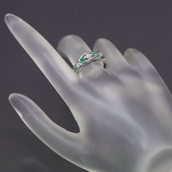 Pt900 Emerald Diamond Ring 0.23ct D0.26ct 