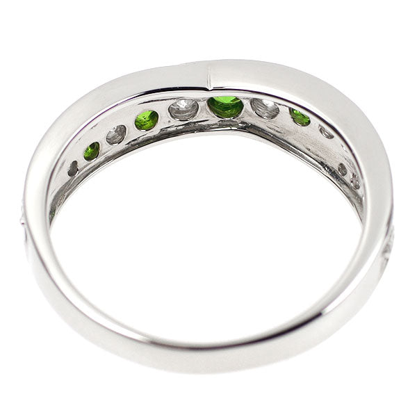 Rare Pt900 Demantoid Garnet Diamond Ring 0.22ct D0.36ct 