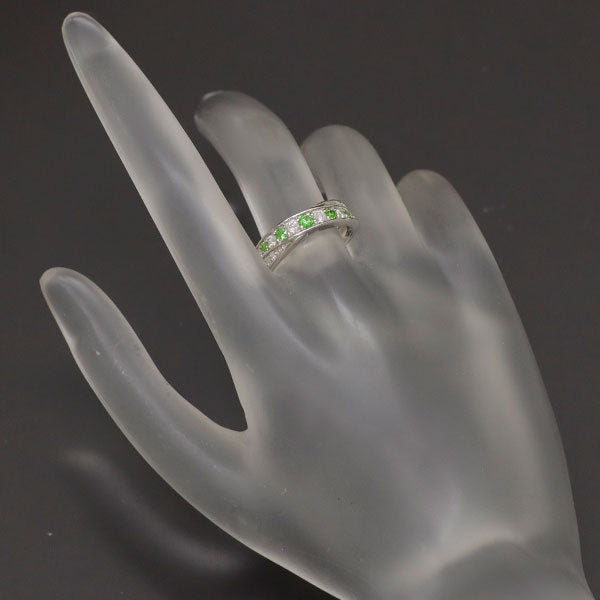 Rare Pt900 Demantoid Garnet Diamond Ring 0.22ct D0.36ct 