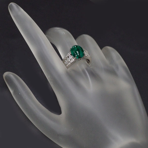 Pt900 Trapiche Emerald Diamond Ring 2.69ct D0.54ct 