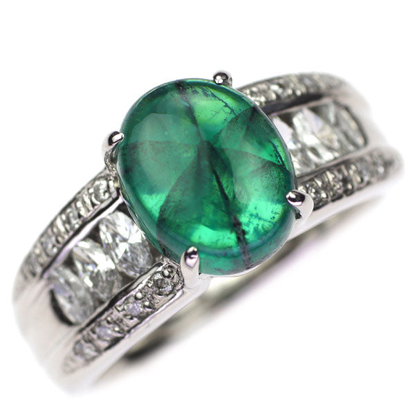 Pt900 Trapiche Emerald Diamond Ring 2.69ct D0.54ct 