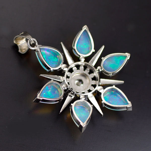 Pt900 Opal Diamond Pendant Top 0.87ct Carved 