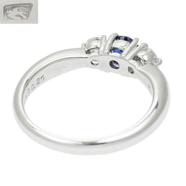 Seiko Pt900 Sapphire Diamond Ring 0.37ct D0.25ct 