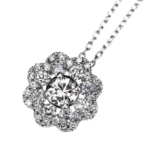 Ponte Vecchio K18WG Diamond Pendant Necklace 0.50ct Flower 