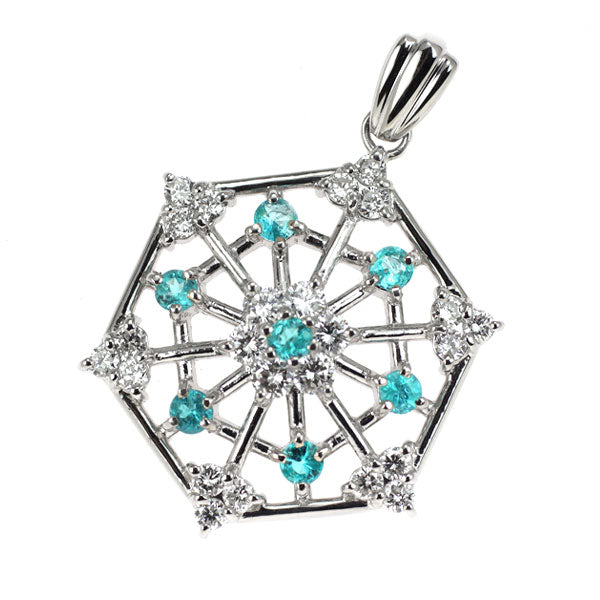 Pt900 Paraiba Tourmaline Diamond Pendant 0.33ct D0.64ct 