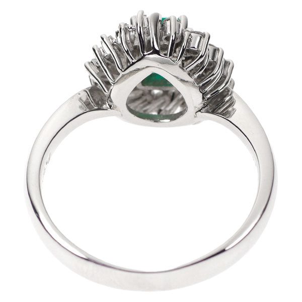 Pt900 Emerald Diamond Ring 0.415ct D0.38ct 