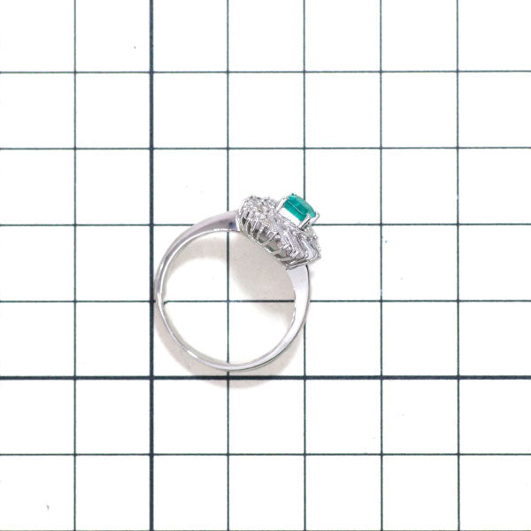 Pt900 Emerald Diamond Ring 0.415ct D0.38ct 