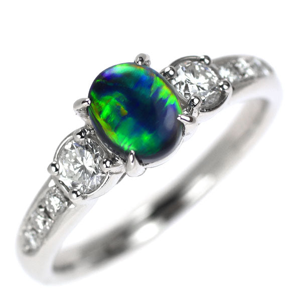 Pt900 Black Opal Diamond Ring 0.72ct D0.45ct 