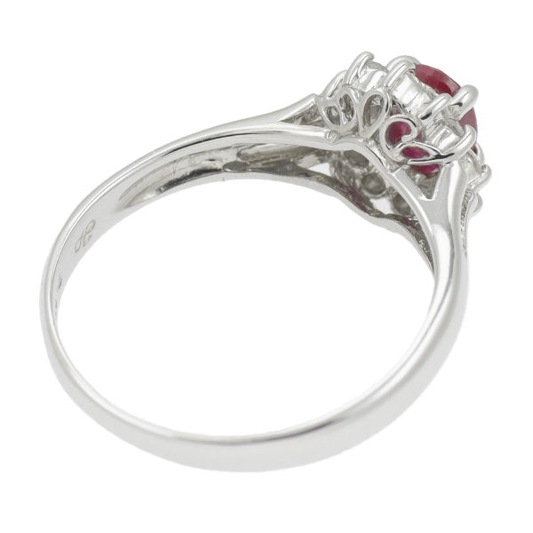 Pt850 Ruby Diamond Ring 0.46ct D0.15ct 