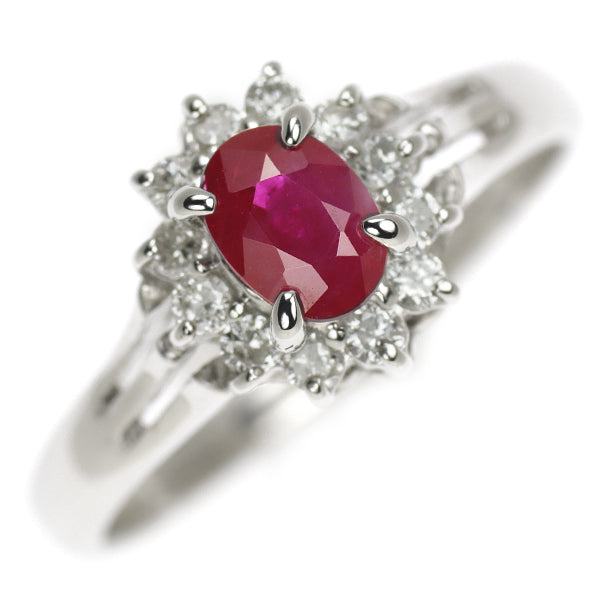 Pt850 Ruby Diamond Ring 0.46ct D0.15ct 