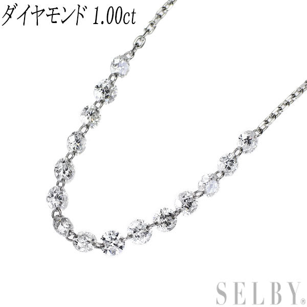 Pt850 レーザーホール ダイヤモンド ネックレス 1.00ct