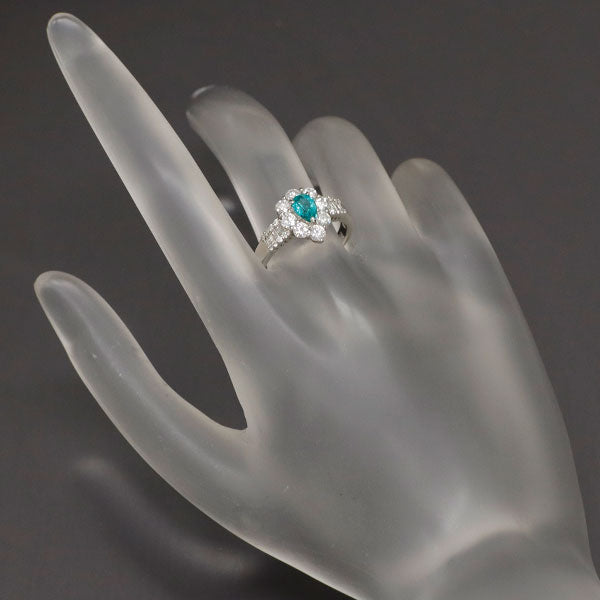 Rare Pt900 Brazilian Paraiba Tourmaline Diamond Ring 0.38ct D0.70ct 