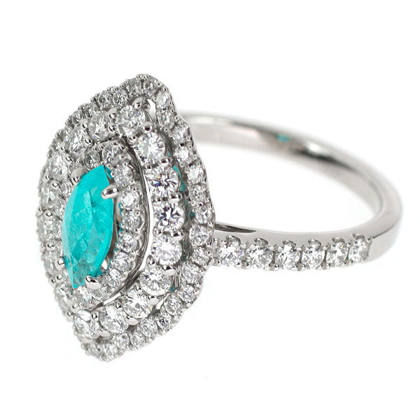 Rare Pt950 Brazilian Paraiba Tourmaline Diamond Ring 0.41ct D0.90ct 